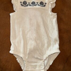 Carter's Cream Bodysuit with Black Embroidery